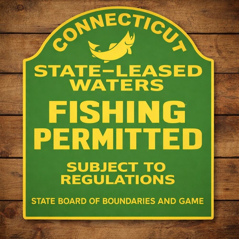 Connecticut State Leased Waters Fishing Permitted Sign State Boundary Game Hunt
